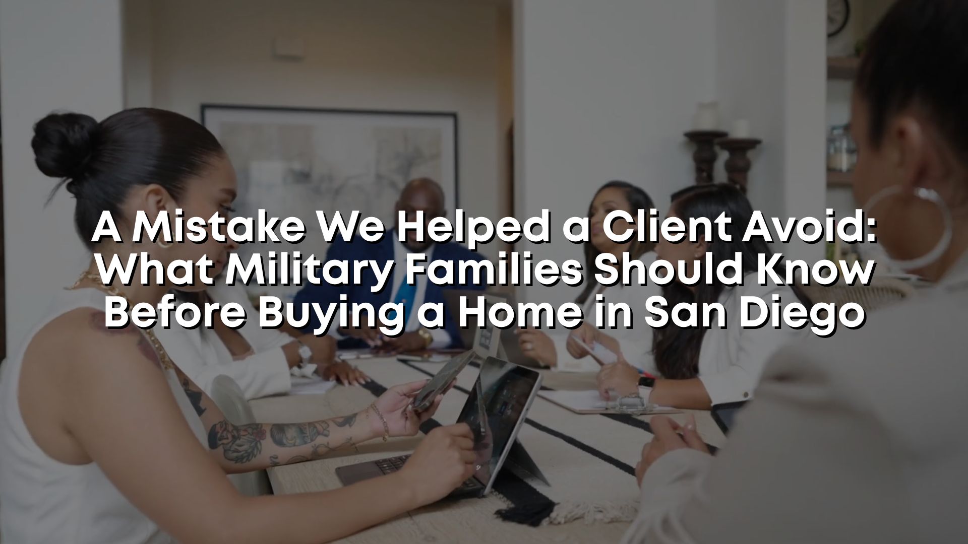 Client success story graphic showing how a real estate team helped a military family avoid a costly home buying mistake, emphasizing expert guidance and informed decisions in San Diego.