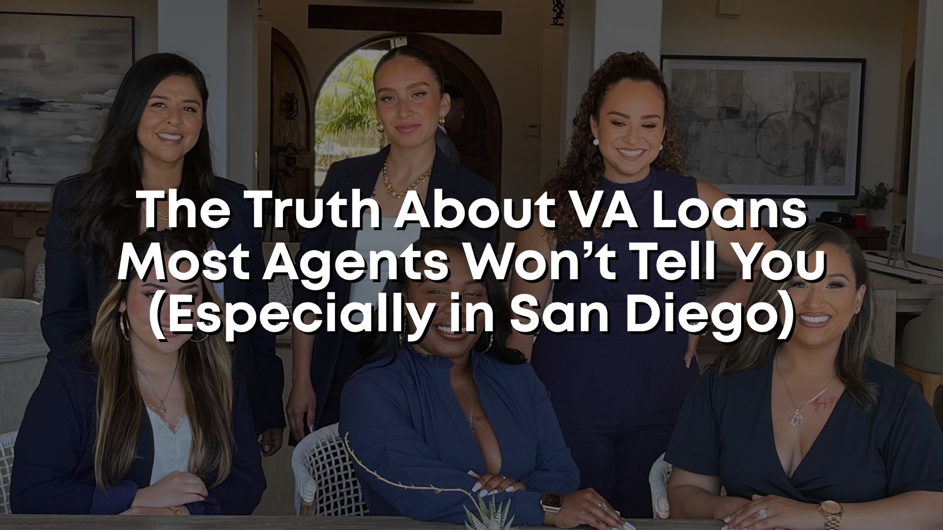 VA loan education graphic explaining key truths about VA home loans, highlighting benefits like no down payment, no PMI, and flexible requirements for military buyers in San Diego.